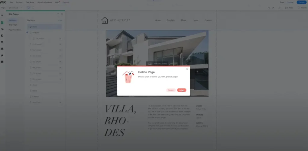 How to Delete a Page on Wix 3